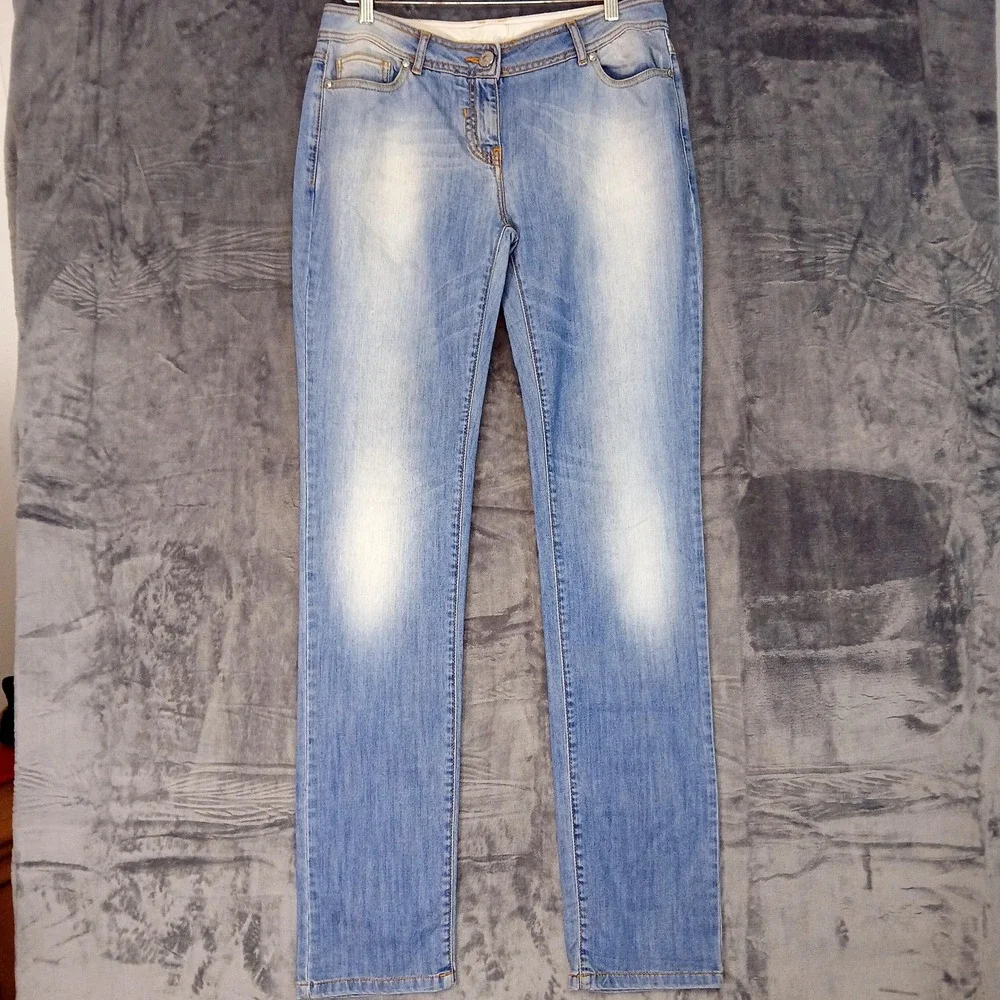 VTG Blu Byblos Jeans Mens 34 Light Wash Denim Stretch Straight Leg Made in Italy